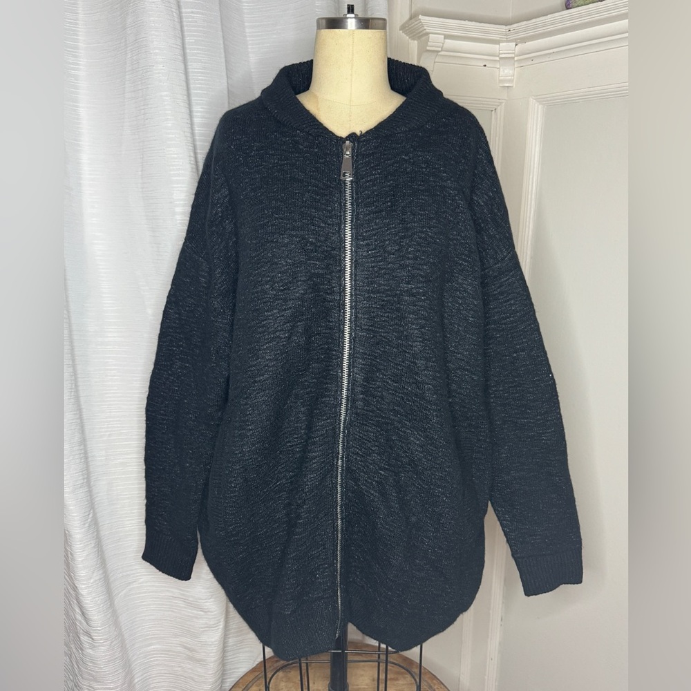 Zara Knit Navy Blue Women’s Zip-up Sweater